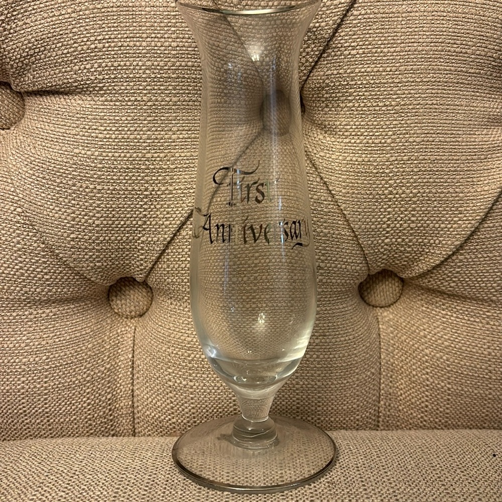 Bud Vase with First Anniversary in Silver